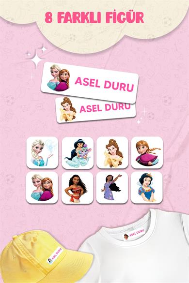 Kıyafet Etiketi - Okul Kıyafetlerine Kişiye Özel 30 Saniyede Kolay Uygulama Yıkanabilir - Prensesler