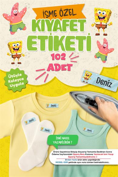Kıyafet Etiketi - Okul Kıyafetlerine Kişiye Özel 30 Saniyede Kolay Uygulama Yıkanabilir Sünger Dob