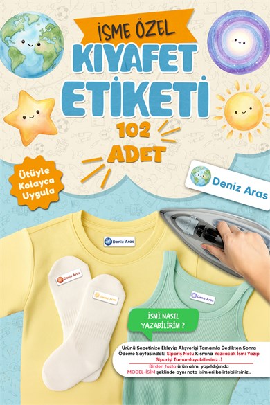 Kıyafet Etiketi - Okul Kıyafetlerine Kişiye Özel 30 Saniyede Kolay Uygulama Yıkanabilir - Gezegenler