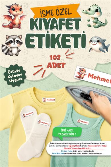 Kıyafet Etiketi - Okul Kıyafetlerine Kişiye Özel 30 Saniyede Kolay Uygulama Yıkanabilir - Hayvanlar2