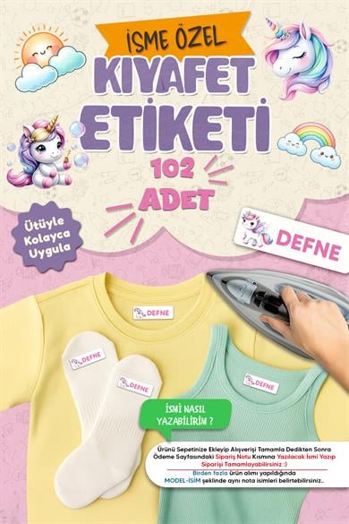 Kıyafet Etiketi - Okul Kıyafetlerine Kişiye Özel 30 Saniyede Kolay Uygulama Yıkanabilir - Unicorn 2