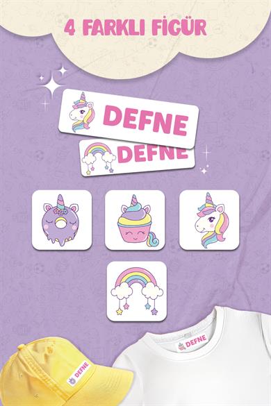 Kıyafet Etiketi - Okul Kıyafetlerine Kişiye Özel 30 Saniyede Kolay Uygulama Yıkanabilir - Unicorn
