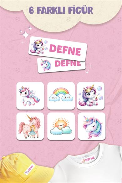 Kıyafet Etiketi - Okul Kıyafetlerine Kişiye Özel 30 Saniyede Kolay Uygulama Yıkanabilir - Unicorn 2