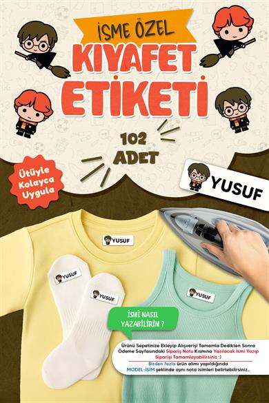 Kıyafet Etiketi - Okul Kıyafetlerine Kişiye Özel 30 Saniyede Kolay Uygulama Yıkanabilir - Harry