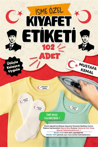 Kıyafet Etiketi - Okul Kıyafetlerine Kişiye Özel 30 Saniyede Kolay Uygulama Yıkanabilir Ay Yıldız