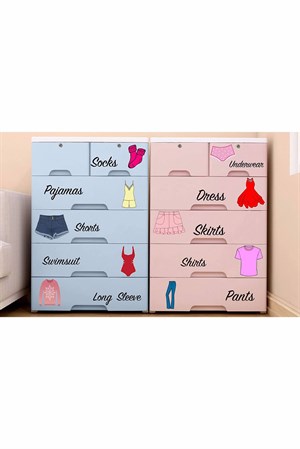 Kız Çocuk Dolap Düzenleyici Sticker-Etiket