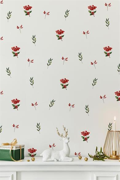 Kokina Çiçeği 3 Yılbaşı Süsü Yılbaşı Sticker Yılbaşı Hediyesi Cam Duvar Sticker Seti