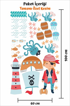 Korsan ve Deniz Figürleri Çocuk ve Bebek Odası Sticker