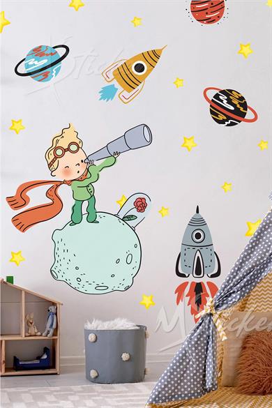 Küçük Prens Uzay Macerası Çocuk Bebek Odası Duvar Sticker Seti