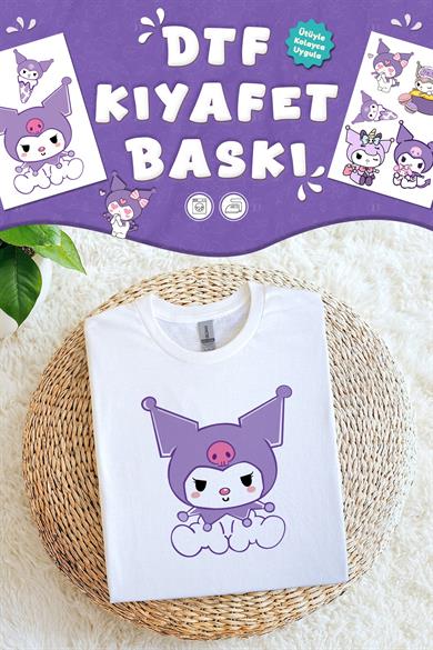 Kumaşa Baskı Yapılabilen Özel Tasarım Ütü Ile Yapışan Tekstil Dtf Baskı Görseli Kuromi Temalı 