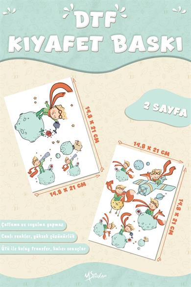 Kumaşa Baskı Yapılabilen Özel Tasarım Ütü Ile Yapışan Tekstil Dtf Baskı Görseli Küçük Prens Temalı 