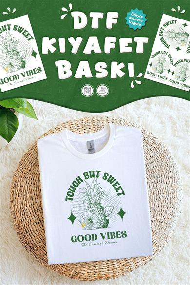 Kumaşa Baskı Yapılabilen Özel Tasarım Ütü Ile Yapışan Tekstil Dtf Baskı Görseli Ananas Temalı 