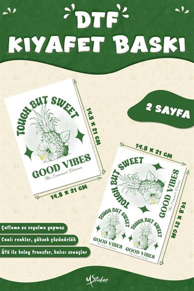 Kumaşa Baskı Yapılabilen Özel Tasarım Ütü Ile Yapışan Tekstil Dtf Baskı Görseli Ananas Temalı 