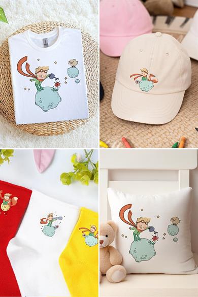 Kumaşa Baskı Yapılabilen Özel Tasarım Ütü Ile Yapışan Tekstil Dtf Baskı Görseli Küçük Prens Temalı 