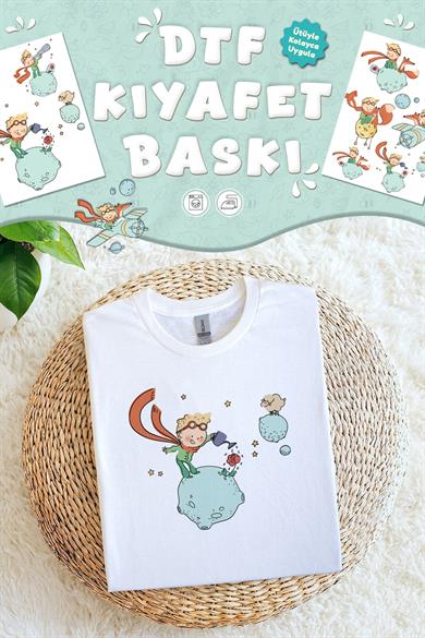 Kumaşa Baskı Yapılabilen Özel Tasarım Ütü Ile Yapışan Tekstil Dtf Baskı Görseli Küçük Prens Temalı 