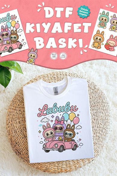 Kumaşa Baskı Yapılabilen Özel Tasarım Ütü Ile Yapışan Tekstil Dtf Baskı Görseli Labubu Temalı 