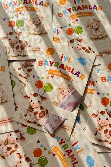 Kurban Bayramı Harçlık Kartı 10’lu Set – Çocuklar İçin Bayramlık Para ve Hediye Kartı