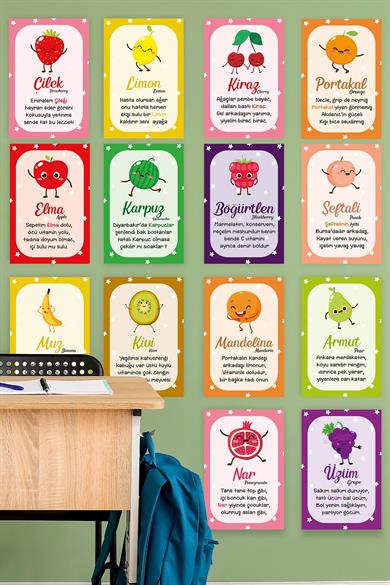 Meyveleri Öğreniyorum Çocuk Odası - Okul - Sınıf Sticker Seti