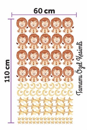 Minik Aslan Ay ve Yıldızlar Çocuk Bebek Odası Duvar Sticker Seti