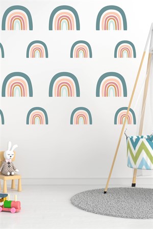Minik Gökkuşağı Seti Çocuk Bebek Odası Duvar Sticker Seti
