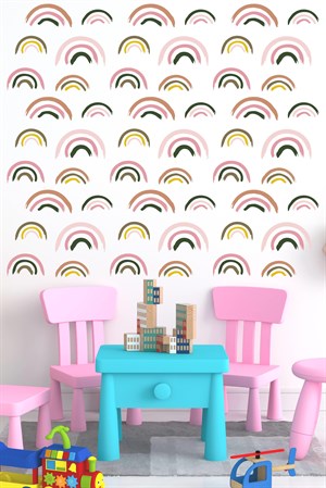 Minik Pastel Tonlarda Gökkuşağı Sticker Seti