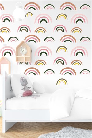 Minik Pastel Tonlarda Gökkuşağı Sticker Seti