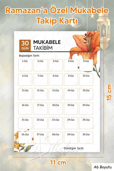 Mukabele Takip Kartı Ramazana Özel Ramazan Hediyesi Ramazan Süsü
