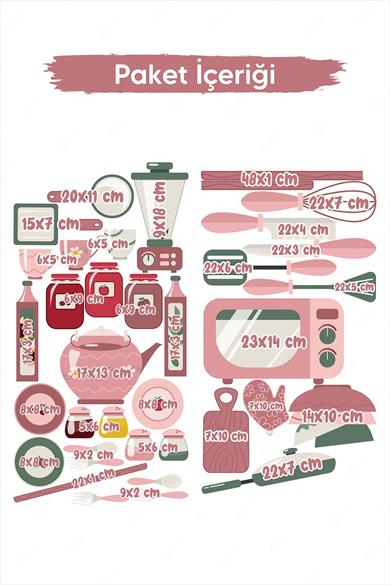 Mutfak Eşyaları Kız Çocuk Odası Mutfak Temalı Sticker Seti, Eğitici ve Öğretici Sevimli Stickerlar