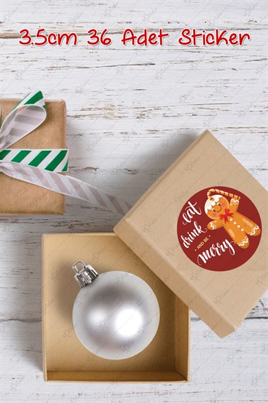 Mutlı Yıllar Sticker 3.5 cm 36 Adet - Suya Dayanıklı Yeni Yıl Yılbaşı Sticker 