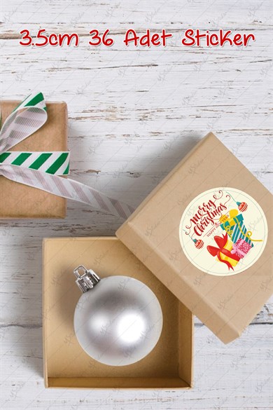 Mutlı Yıllar Sticker 3.5 cm 36 Adet - Suya Dayanıklı Yeni Yıl Yılbaşı Sticker 