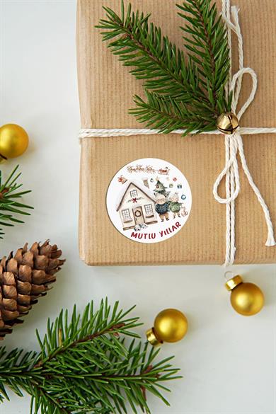 Mutlı Yıllar Sticker 4 cm 48 Adet - Suya Dayanıklı Yeni Yıl Yılbaşı Sticker , Hediye Paketi Süsü