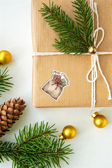 Mutlı Yıllar Sticker 4 cm 48 Adet - Suya Dayanıklı Yeni Yıl Yılbaşı Sticker , Hediye Paketi Süsü