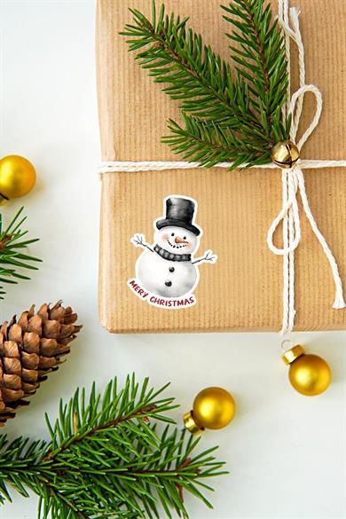 Mutlı Yıllar Sticker 4 cm 48 Adet - Suya Dayanıklı Yeni Yıl Yılbaşı Sticker , Hediye Paketi Süsü