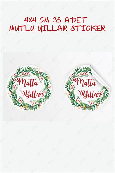 Mutlı Yıllar Sticker 4x4 cm 35 Adet - Suya Dayanıklı Yeni Yıl Yılbaşı Sticker