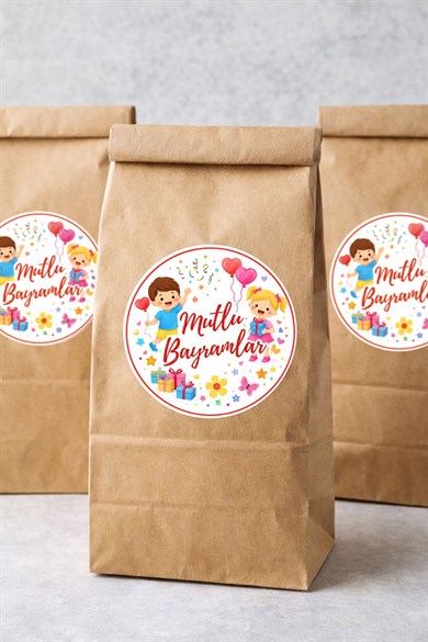 Mutlu Bayramlar Sticker Etiket 4 cm 20 Adet – Bayram Şekerleme ve Hediye Paketlerine Etiket