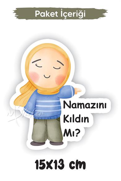 Namazını Kıldın mı? Sticker, Namaz kılma Hatırlatıcısı, Sevimli Anne Kız Figürü Namaz Teşviki