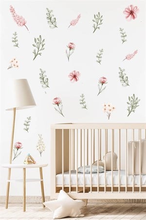 Okaliptus Çiçekler Çocuk Bebek Odası Sticker Seti