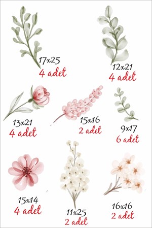 Okaliptus Çiçekler Çocuk Bebek Odası Sticker Seti