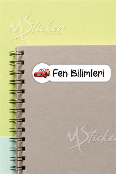 Okul Ders Etiketi Cars Temalı 26 adet 8 cm Okul Ders Etiketi