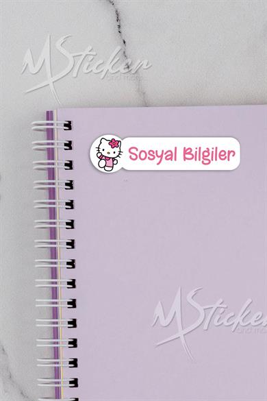 Okul Ders Etiketi Hello Kitty Temalı 26 adet 8 cm Okul Ders Etiketi
