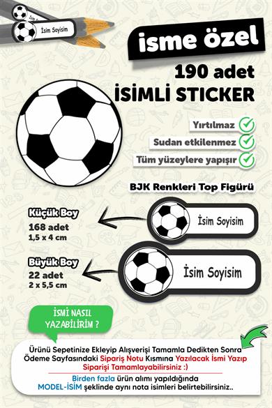 Okul Etiketi Kalem Defter Etiketi Beşiktaş Özel Isim Yazılabilen Etiket - 190 Adet