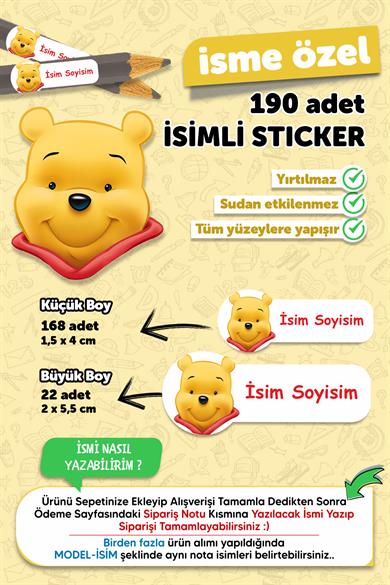 Okul Etiketi Kalem Defter Etiketi Özel Isim Yazılabilen Etiket Winnie The Pooh 1 - 190 Adet