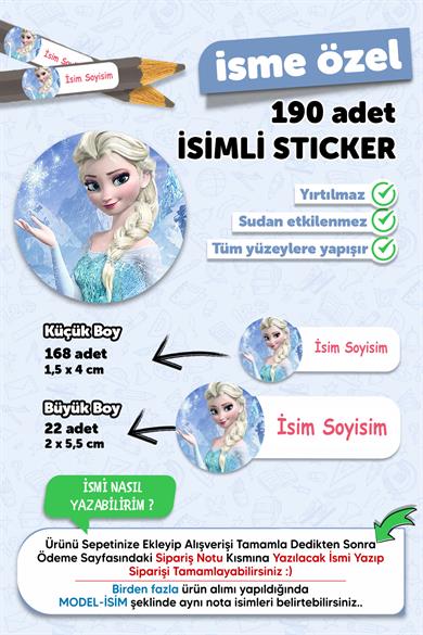 Okul Etiketi Kalem Defter Etiketi Özel Isim Yazılabilen Etiket Elsa 190 Adet