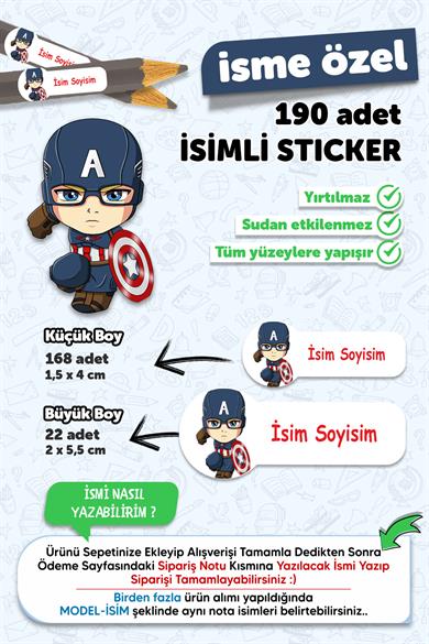 Okul Etiketi Kalem Defter Etiketi Özel Isim Yazılabilen Etiket 190 Adet