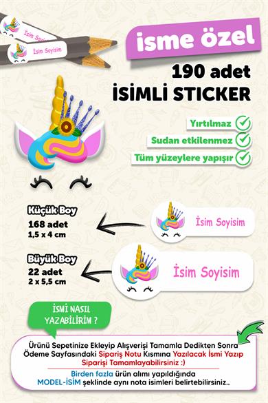 Okul Etiketi Kalem Defter Etiketi Özel Isim Yazılabilen Etiket 190 Adet