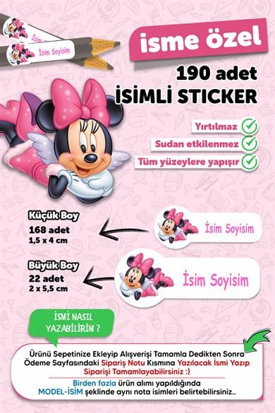 Okul Etiketi Kalem Defter Etiketi Özel Isim Yazılabilen Etiket 190 Adet