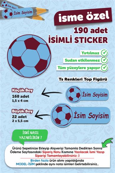 Okul Etiketi Kalem Defter Etiketi Trabzonspor Özel Isim Yazılabilen Etiket - 190 Adet