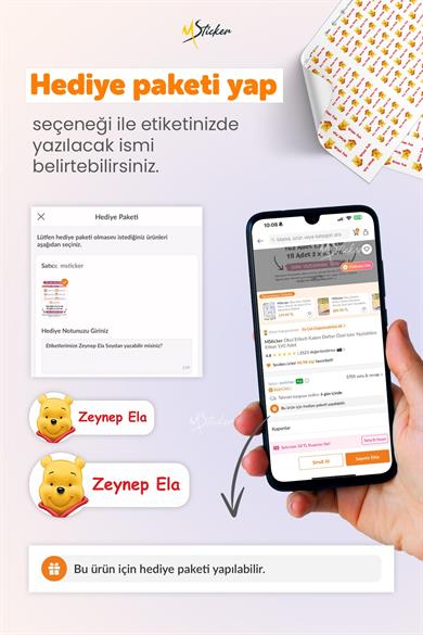 Okul Etiketi Kalem Defter isimli Etiket Isim Yazılabilen Kuromi 2 - 190 Adet Özel Tasarım Etiket