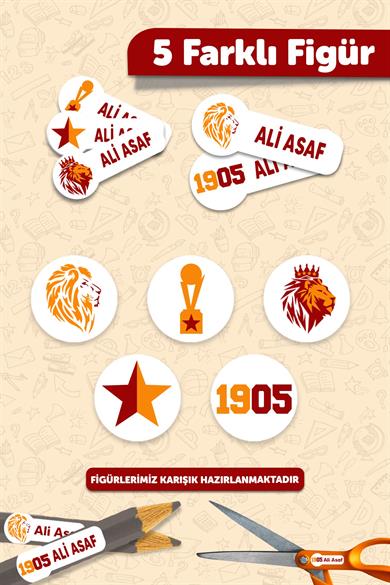 Okul Etiketi Kalem Defter isimli Etiket Isim Yazılabilen Galatasaray - 190 Adet Özel Tasarım Etiket