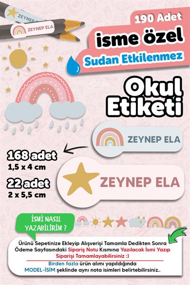 Okul Etiketi Kalem Defter isimli Etiket Isim Yazılabilen Tatlı Doğa - 190 Adet Özel Tasarım